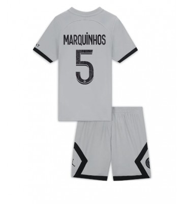 Paris Saint-Germain Marquinhos #5 Bortedraktsett Barn 2022-23 Kortermet (+ Korte bukser)